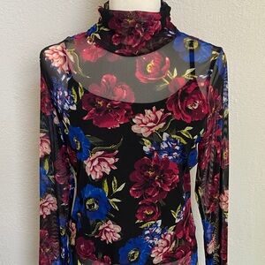Floral Sheer Long Sleeve Blouse. Size M. White House Black Market